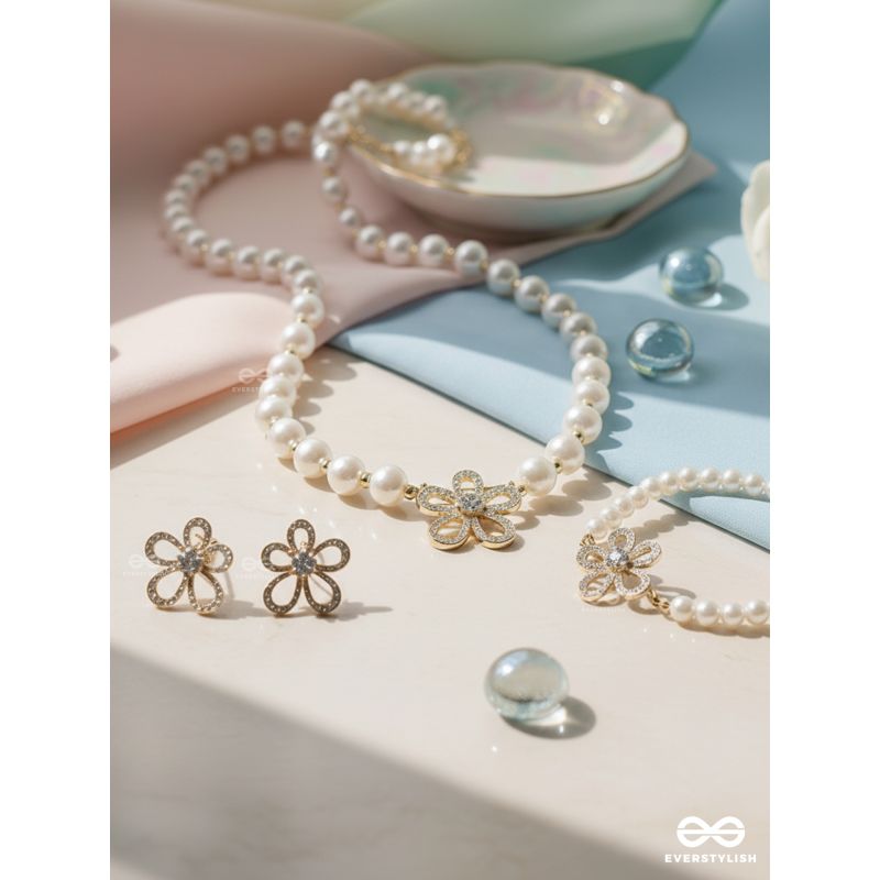 BLOSSOM PEARL – DELICATE BEAUTY IN EVERY DETAIL SET WITH NECKPIECE, EARRINGS AND BRACELET