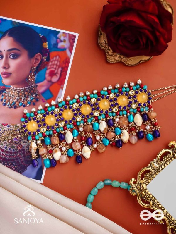 RANG TARANGINI – JAHNVI KAPOOR INSPIRED NECKPIECE WITH COLORFUL BEADS, STONES, PEARLS AND INTRICATE DESIGN