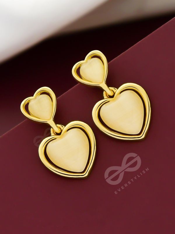 The Opal Hearts - Statement Golden Earrings
