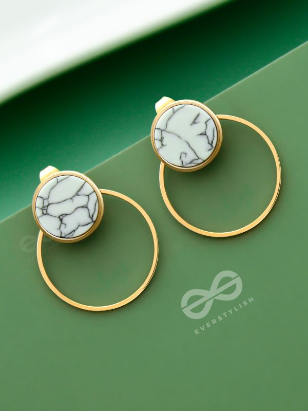 A Marbellous Geometry - Golden Statement Stud Earrings