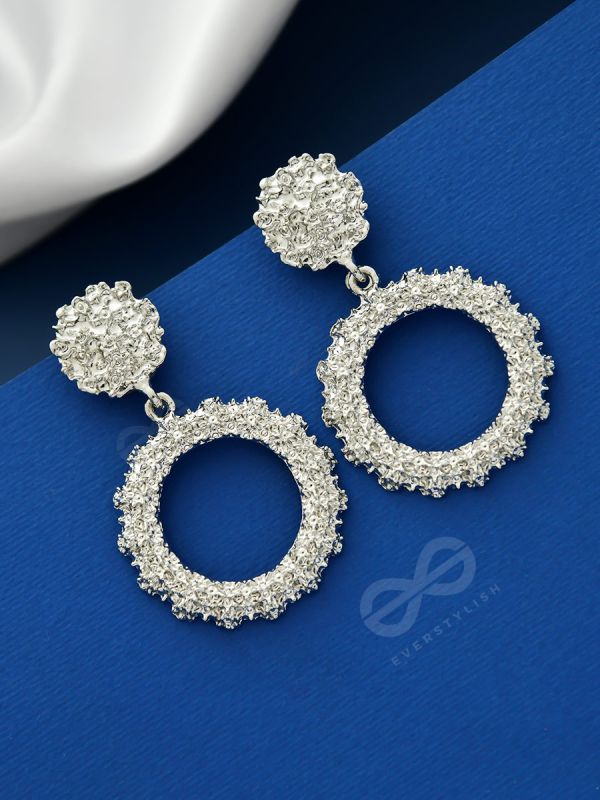 SHIMMERING SOLAR FLARES - SILVER STATEMENT EARRINGS