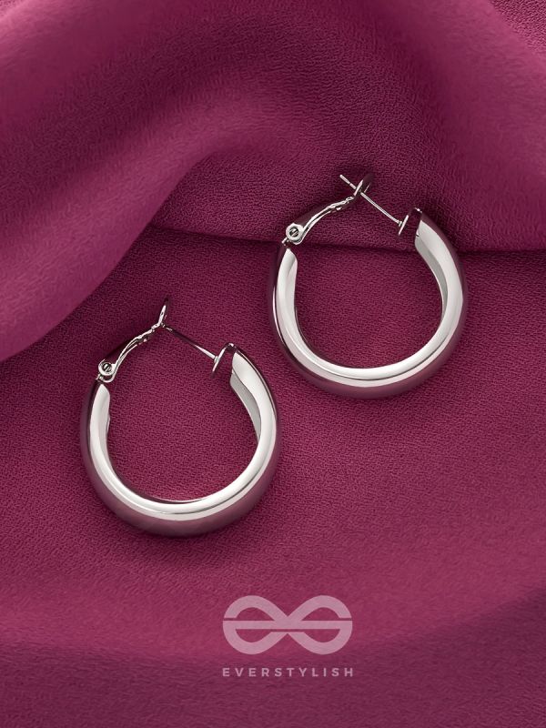 Twinkling Orbits- Silver Hoop Earrings