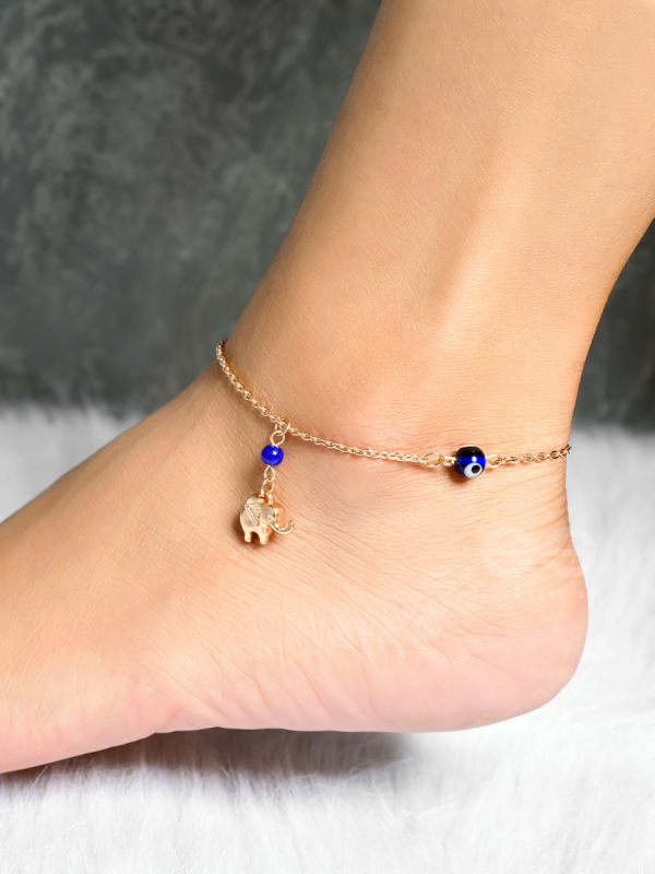 The Noble 'Charm'- Evil Eye Stones Studded Golden Anklet