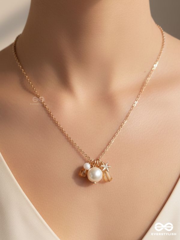 A Piece Of Sky- Golden Pearl Necklace With Anti-Tarnish Coating 