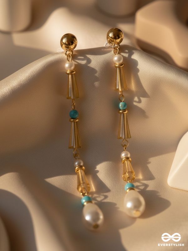 The Drooping Bells- Golden Embellished Earrings