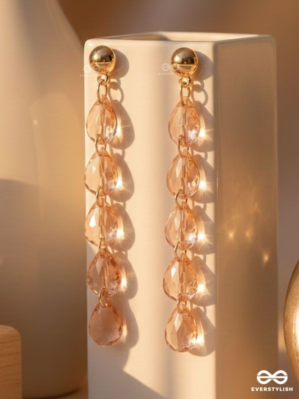 The Rose-Tinted Rains - Golden Embellished Earrings
