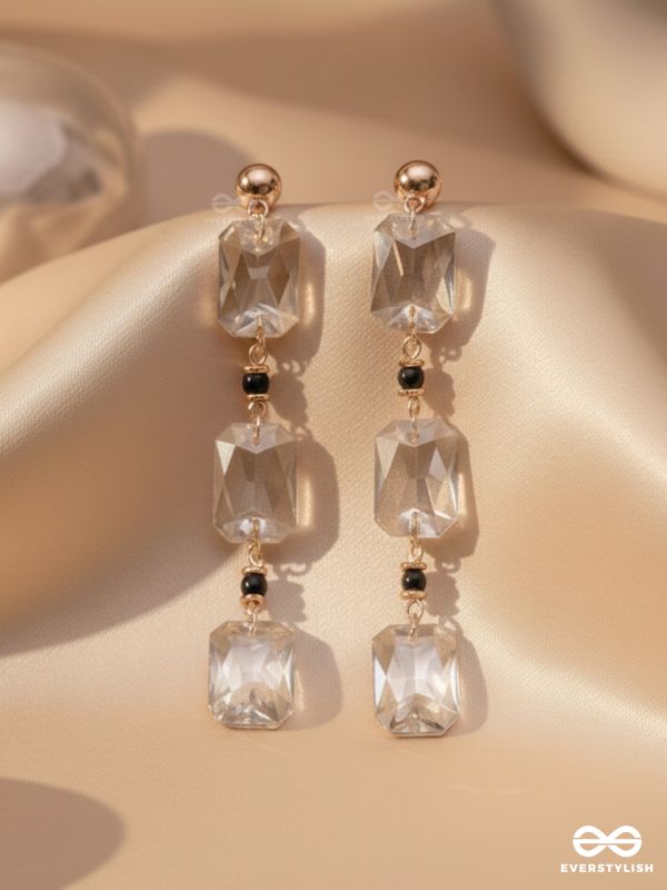 The Charcoal Charm- Golden Embellished Earrings