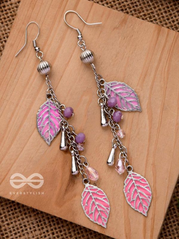 THE DANCING LEAFLETS - CASUAL DROP EARRINGS (PINK)