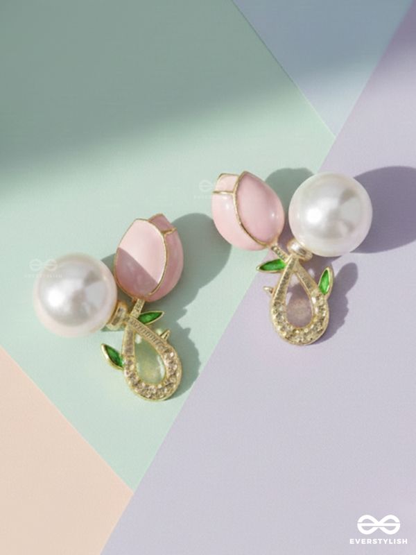 BUDDING PEARLS - PINK AND GOLDEN STUDS