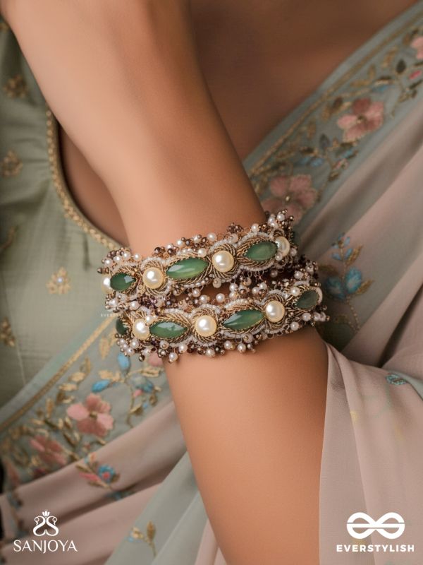 PARIVAHA - A ROYAL TREASURE - STONE AND BEADS EMBROIDERED BANGLES (SET OF 2)