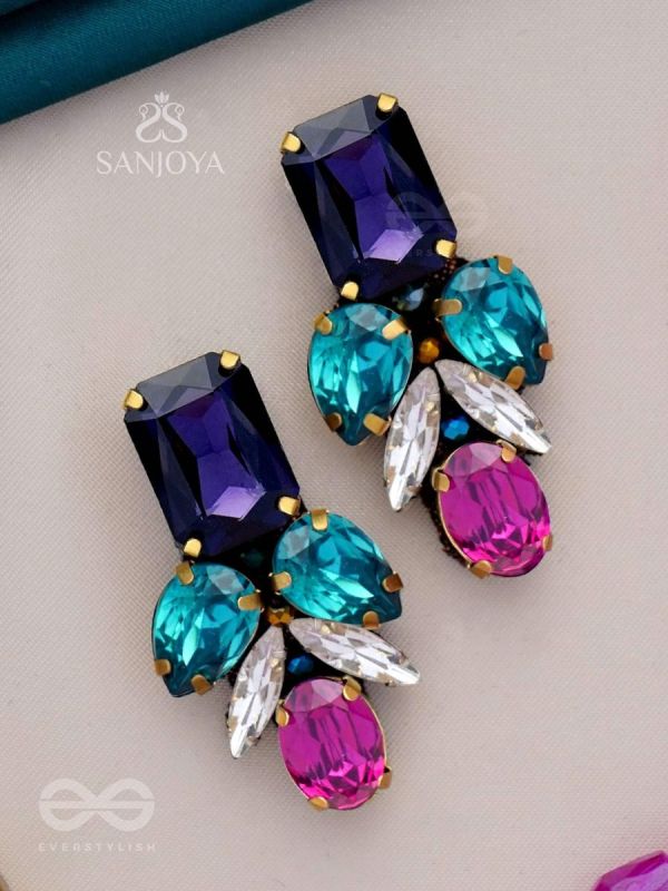 Varnaratna - The colorful glorY - Stone embroidered earrings