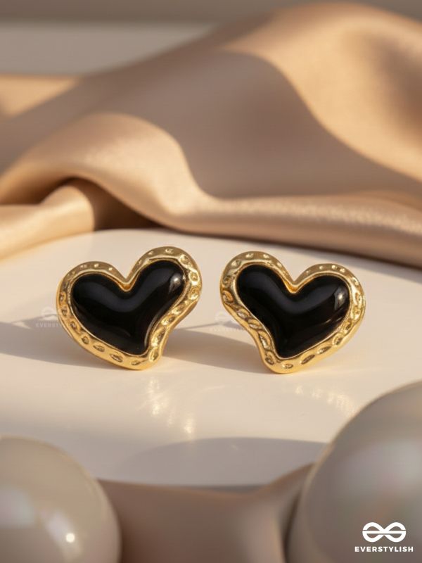 BEATS OF BEAUTY - GOLDEN EMBELLISHED EARRINGS (BLACK)