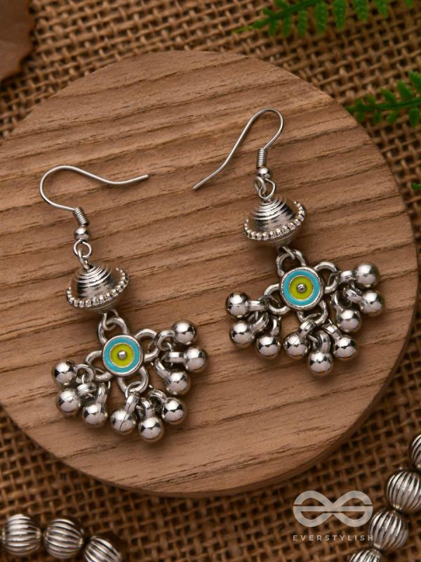 BEADED HORIZON CHARMS - EMBELLISHED OXIDISED EARRINGS