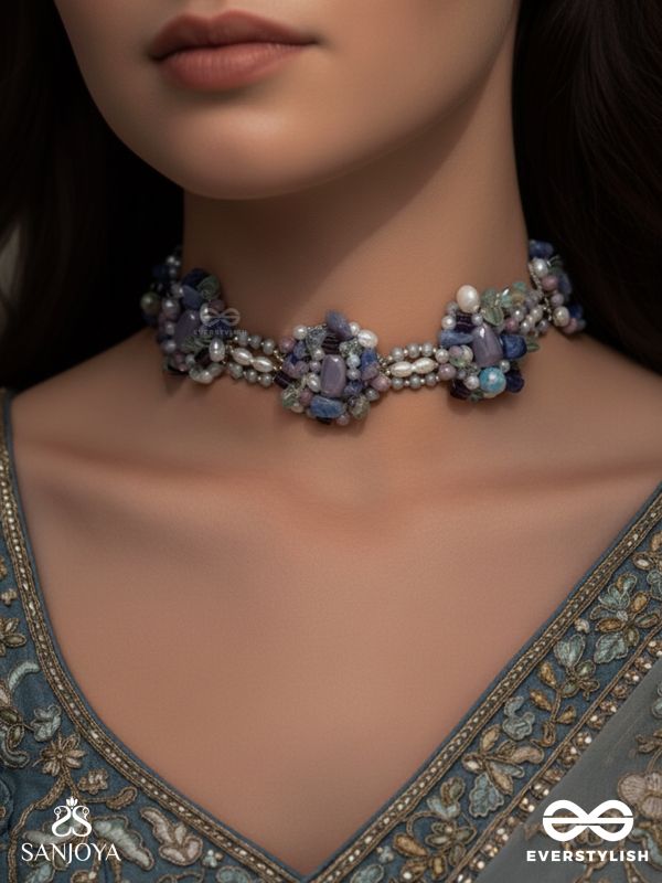 Devasesa- Remnants Of The Sea- Beads And Stones Hand Embroidered Necklace