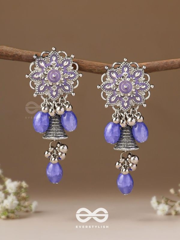 The Azure Snowflakes - Enamelled Oxidised Earrings