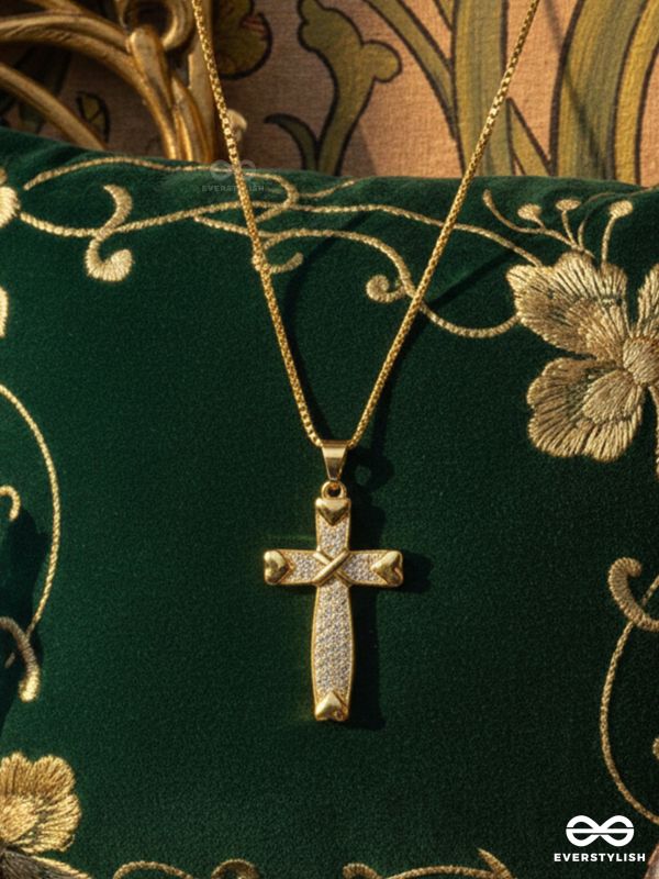 HOLY CROSS - NECKLACE WITH CHRIST'S CROSS INLAID WITH CUBIC ZICRONIA STONES