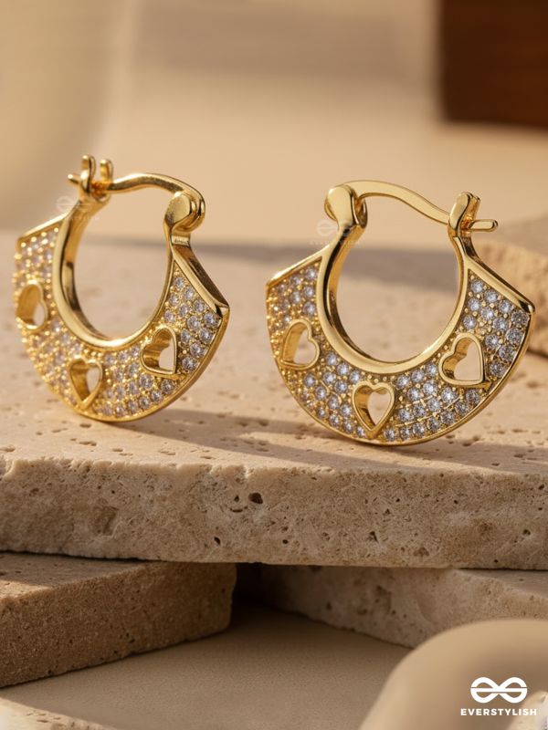 VINTAGE WHIMSY - DAINTY 18K GOLD PLATED ANTI-TARNISH EARRINGS INLAID WITH CUBIC ZICRONIA STONES