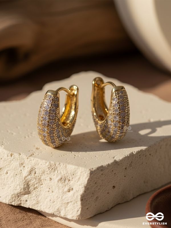 SHINY SPLENDOUR -  STUD EARRINGS INLAID WITH CUBIC ZICRONIA STONES