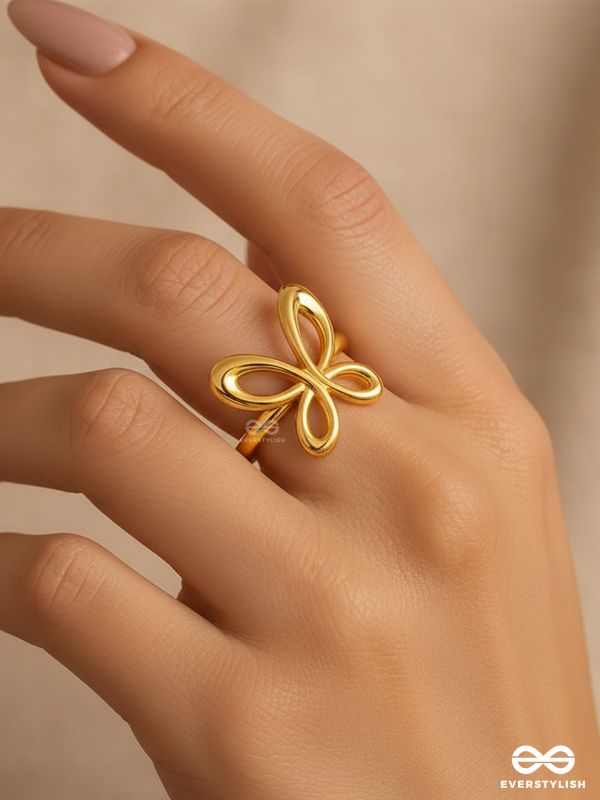 BUTTERFLY BLISS - GOLDEN STAINLESS STEEL ANTI-TARNISH RING