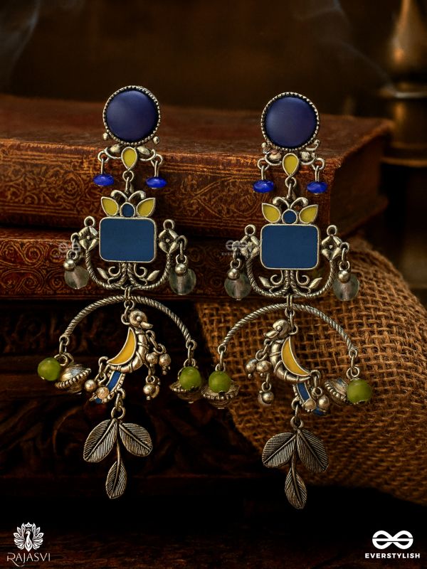 PARROT GLEAM - QUIRKY ENAMELLED OXIDISED EARRINGS