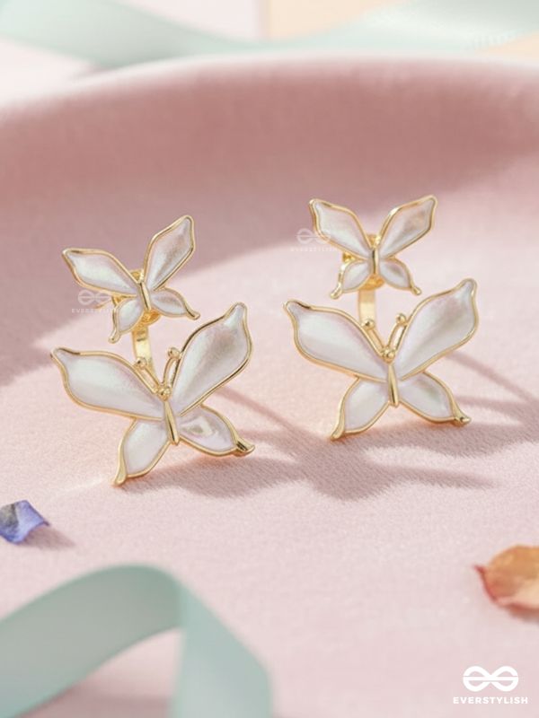 IVORY FLUTTER – PEARLY BUTTERFLY DROP EARRINGS
