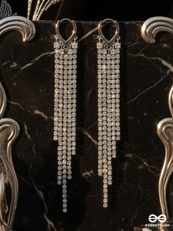 FROST FALL – LONG SHIMMERING STRAND SILVER EARRINGS