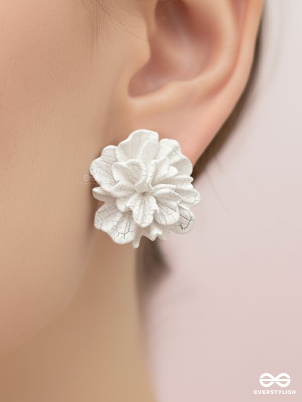THE PETAL CLOUD – CARVED FLORAL STUD EARRINGS