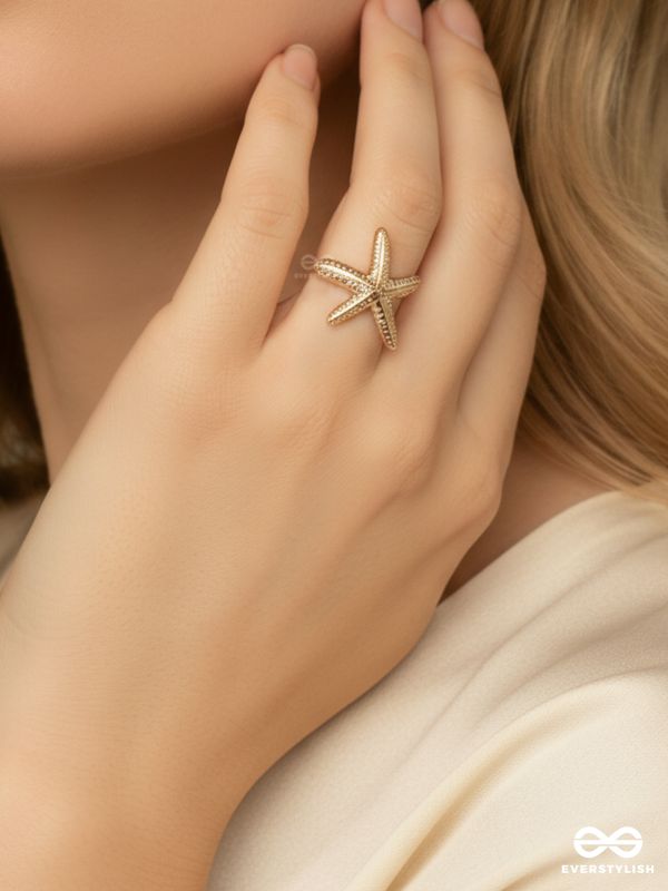 SANDY STAR – BEACHY ROSEGOLD STATEMENT RING