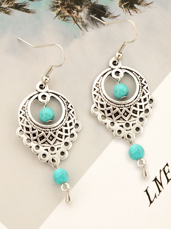 A Touch of Turquoise - Oxidised Boho Earrings