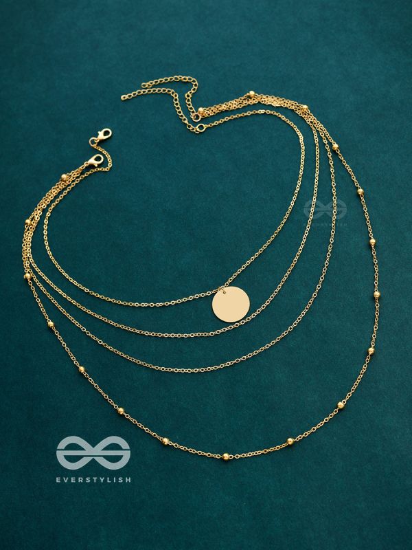 A Dainty Desire - Golden Multilayered Set of two Necklaces