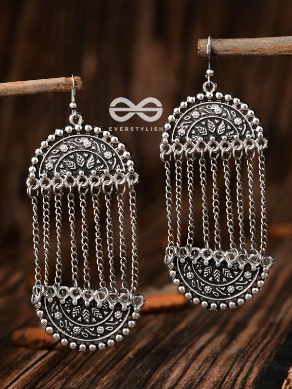 The Midnight Moon Shadow - Oxidised Boho Earrings