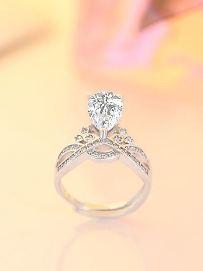 Captivating Crown Cocktail American-Diamond Ring (Adjustable)