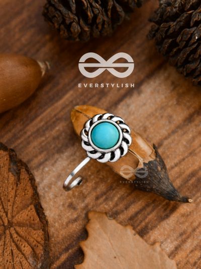The Spiral Florals - Turquoise Boho Nosering