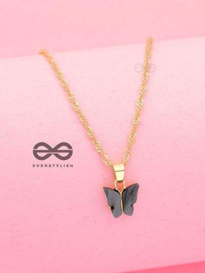 The Beguiling Butterfly - Golden Casual Neckpiece (Onyx Black)