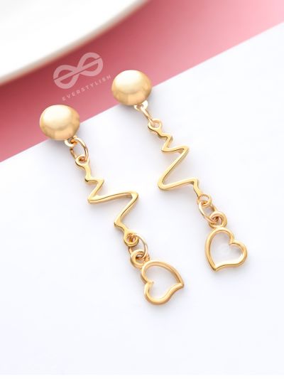 The Beating Hearts Golden Statement Dangler Earrings