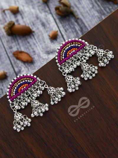 The Embroidered Sun - Triple Jhumki Earrings