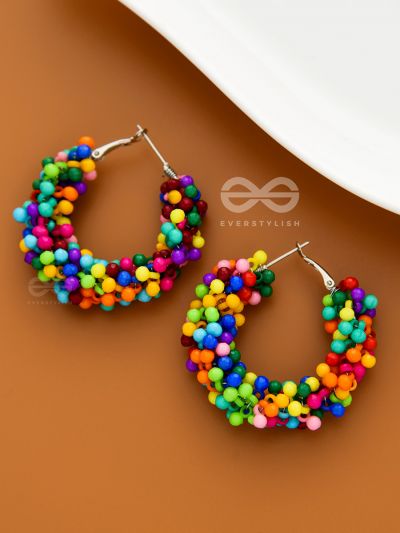 A Glimmer of Shimmer - Playful Embellished Hoops (Multicoloured)