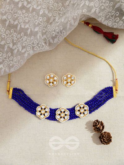 The Classy Elegance - Set of Statement Choker and Studs ( Midnight blue)