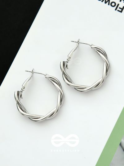 The Intertwined Elegance - Silver Statement Hoops