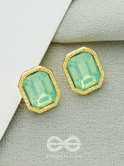 Deep Sea Eyes- Golden and Blue Crystal Earrings