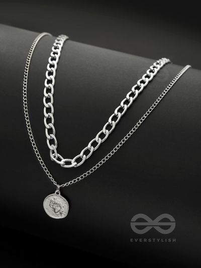 The Double Decker- Double Layer Silver Necklace