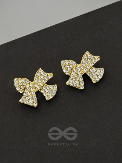 The Knotted Star- Golden Rhinestones Earrings