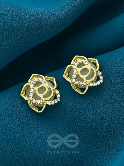 The Cherry Blossom- Golden Rhinestones Earrings 