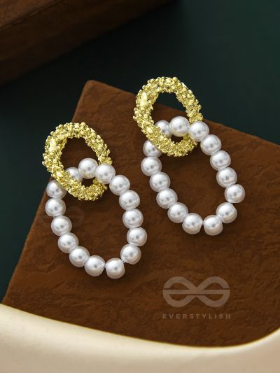 Sun n Moon- Golden Pearl Earrings