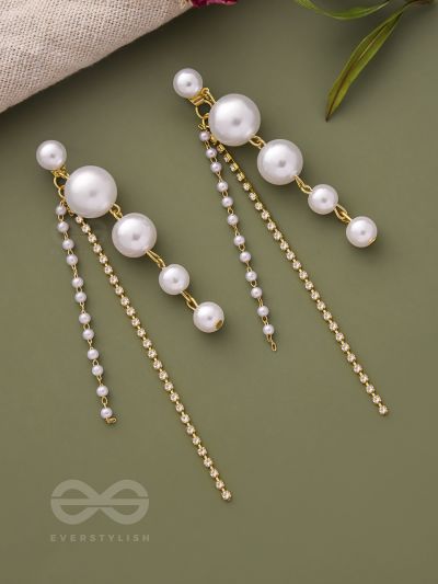 Moon Drops- Golden Pearl Earrings