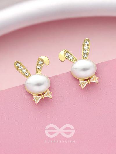 The Pearly Bunny- Golden Pearl Earrings