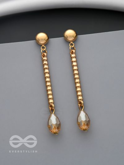 Tears of Joy- Golden Crystal Beads Earrings