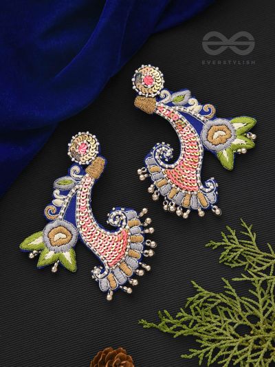 ALANKAR- THE DECORATED- SEQUINS, BEADS AND RESHAM EMBROIDERED EARRINGS (Multicoloured