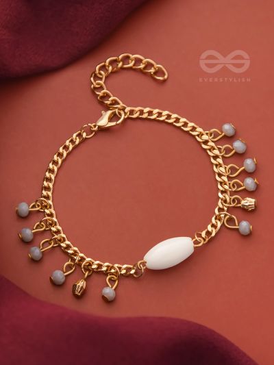 The Perky Pebbles- Golden Stone and Beads Bracelet