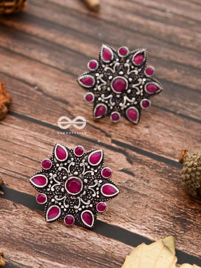 The Starry Diva Earrings - Red - The Embellished Oxidised Collection